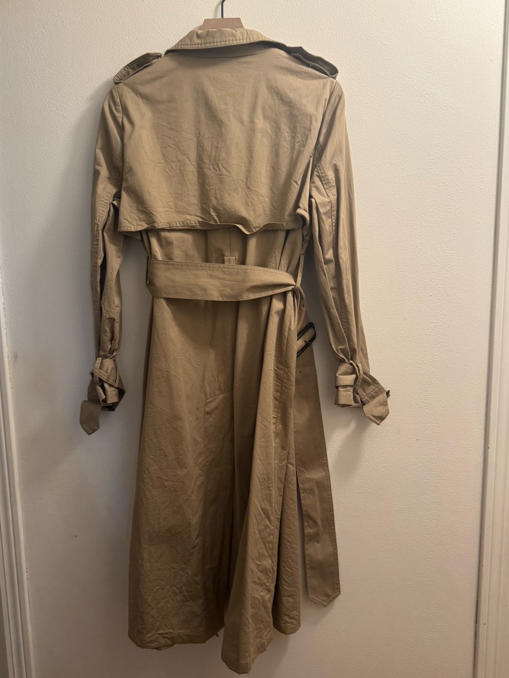 ZARA Beige Double-Breasted Trench Coat with Belt - Picture 2 of 2
